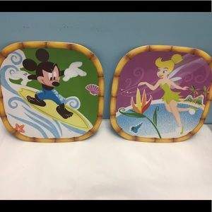 2 Disney Summertime Collectors Food Plates Tinker Bell & Mickey